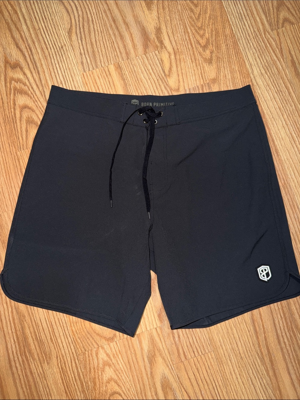 NWT Born Primitive Black Men's Swim Board Shorts with Logo